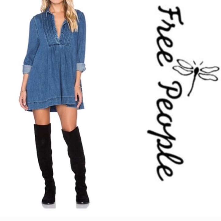 Free People Baby Blues Denim Tunic Top, Mini Dress